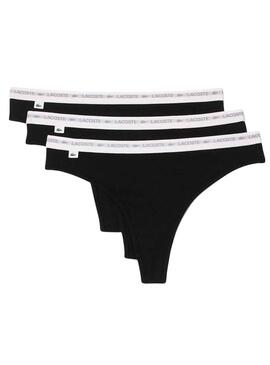 Pack 3 Tangas Lacoste String Preto para Mulher