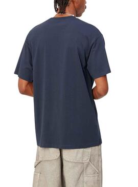 T-Shirt Carhartt Script Embroidery Azul Marinho Homem