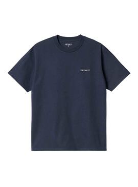 T-Shirt Carhartt Script Embroidery Azul Marinho Homem