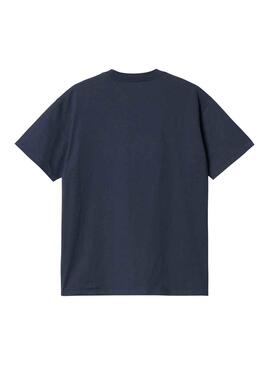 T-Shirt Carhartt Script Embroidery Azul Marinho Homem