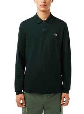 Polo Lacoste Colarinho Mangas Costelas Verde Homem