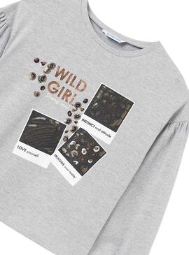 T-Shirt Mayoral Wild Girl Cinza para Menina