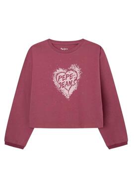 T-Shirt Pepe Jeans Samy Corazón Rosa para Menina