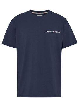 T-Shirt Tommy Jeans Linear Azul Marinho para Homem