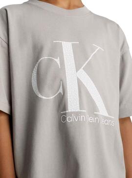 T-Shirt Calvin Klein Marble Bege para Menino