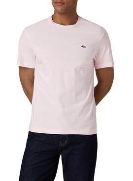 T-Shirt Lacoste Ras Du Cou Rosa para Homem