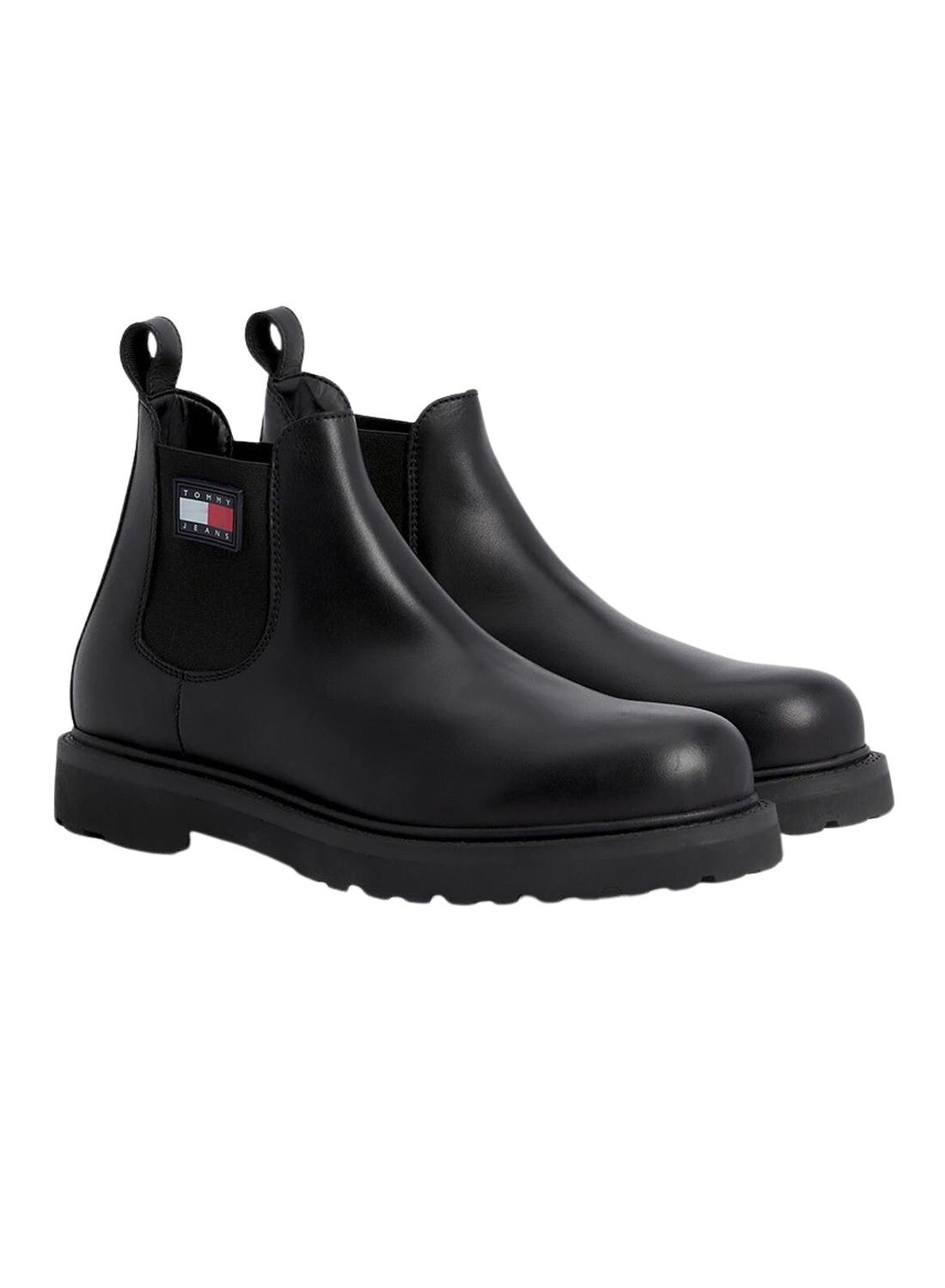 Botas Tommy Jeans Couro Napa Preto Homem