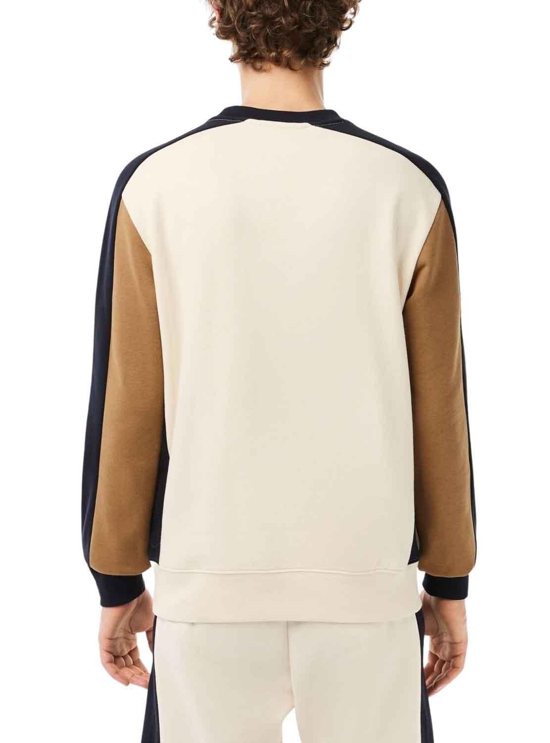 Sweat Lacoste Felpa Cepillada Beige Homem