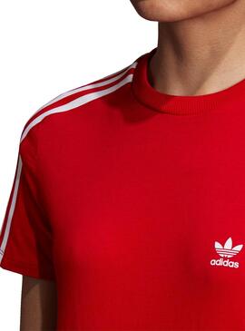 T-Shirt Adidas 3 bandas Vermelho Mulher