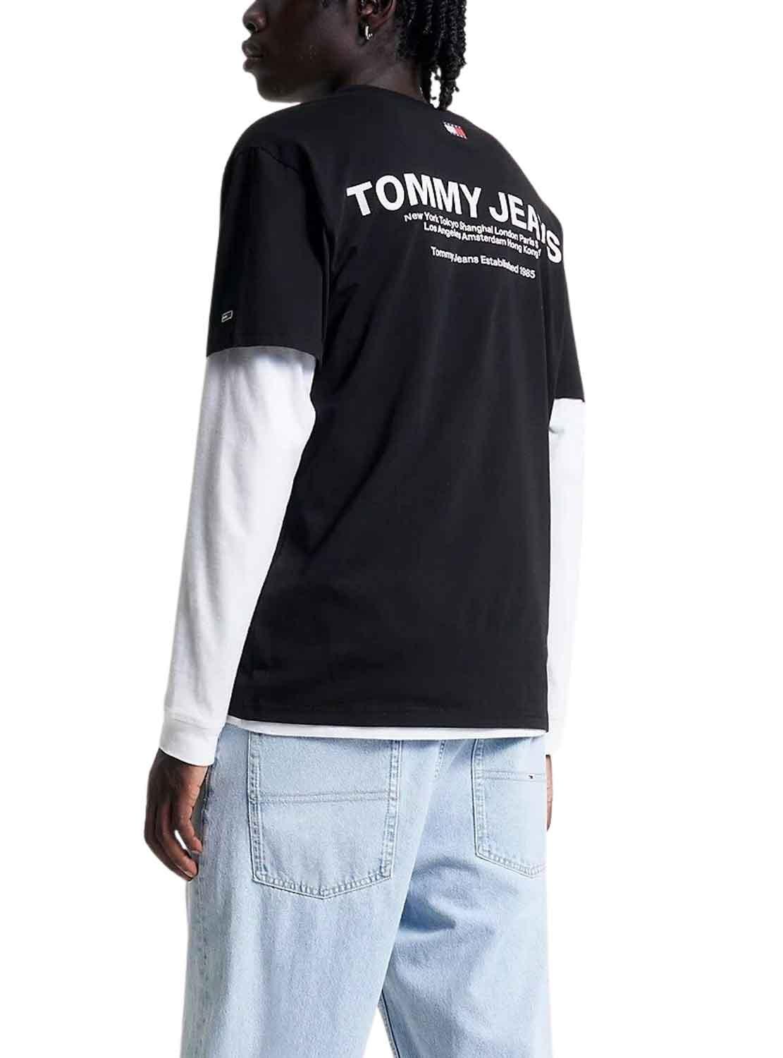 T-Shirt Tommy Jeans Linear Back Preto Homem