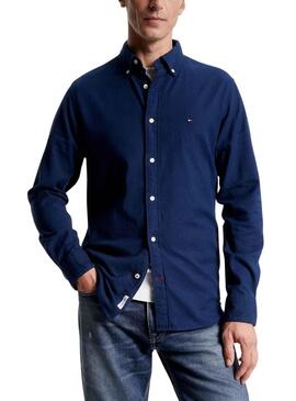 Camisa Tommy Hilfiger Flex Brushed Azul Marinho Homem