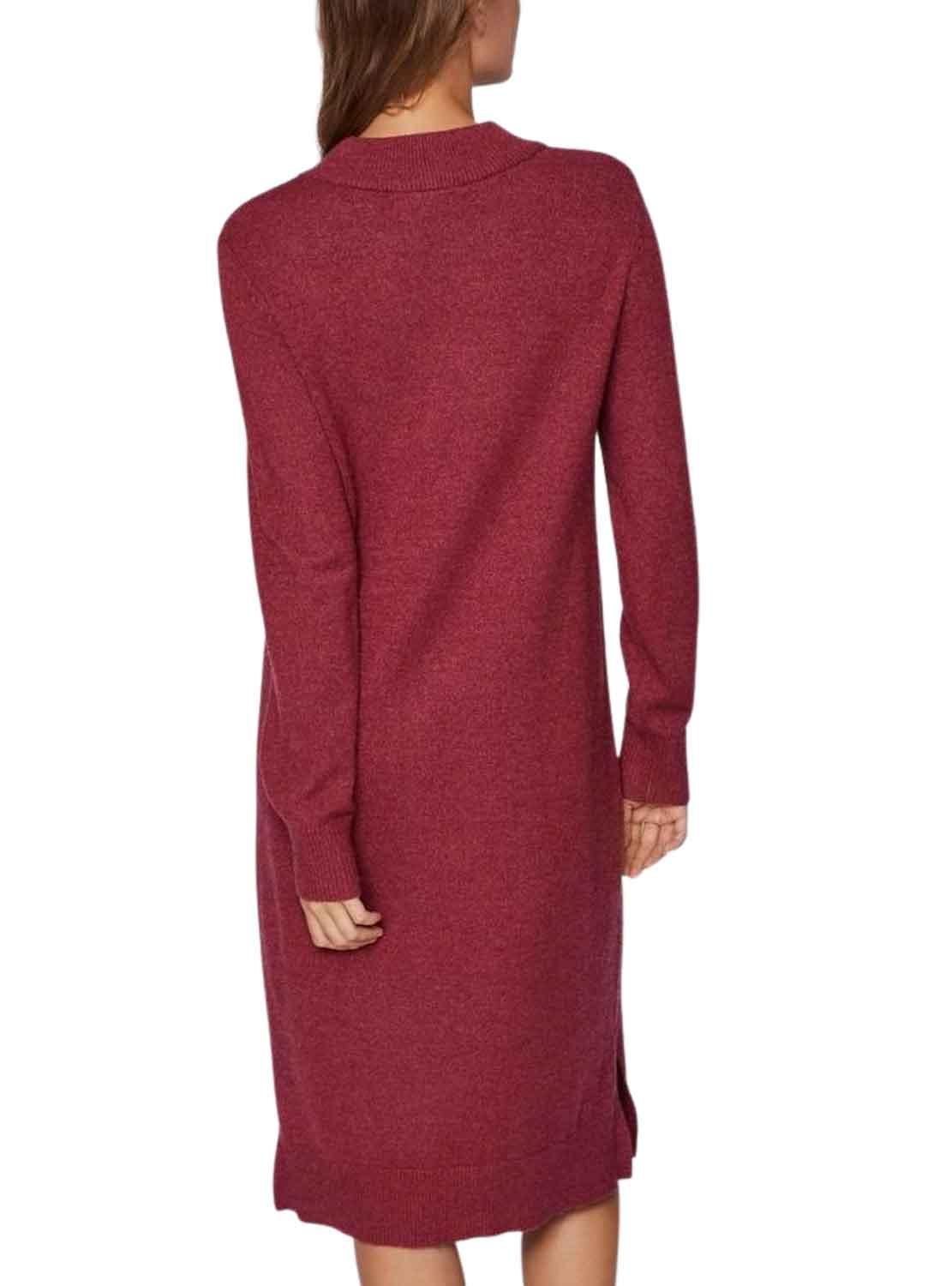 Vestido Vila Viril Crew Neck Bordeaux para Mulher