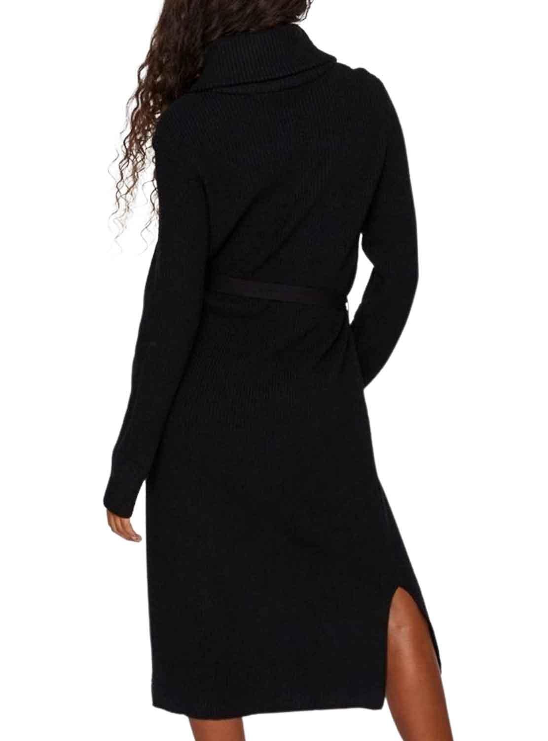 Vestido Vila Viril Half Zipper Preto para Mulher