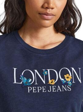 T-Shirt Pepe Jeans Veludo Azul Azul Marinho para Mulher