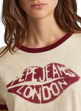 T-Shirt Pepe Jeans Cloudy Bege para Mulher