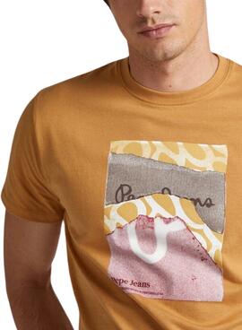 T-Shirt Pepe Jeans Kenelm Camel para Homem