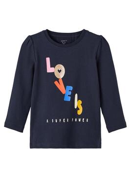 T-Shirt Name It Lovisa Azul Marinho para Menina