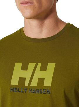 T-Shirt Helly Hansen Logo Verde para Homem