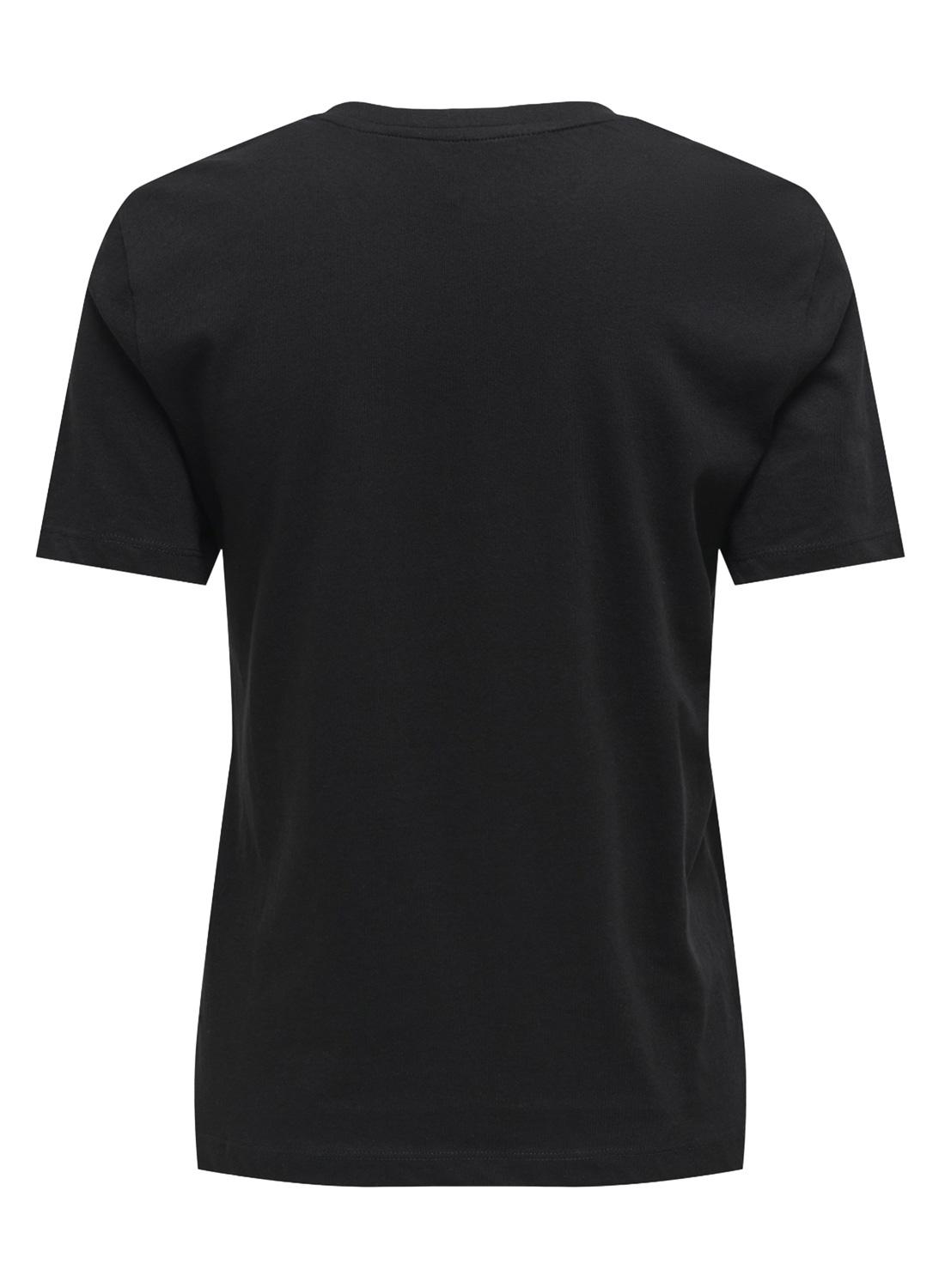 T-Shirt Only Betty Texto Flores Preto para Mulher