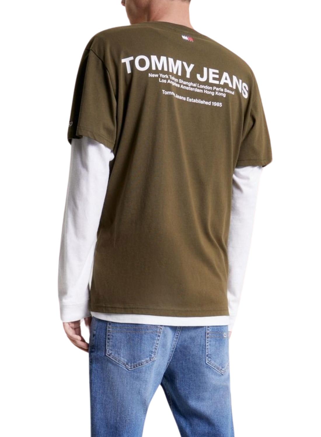 T-Shirt Tommy Jeans Linear Back Verde Homem