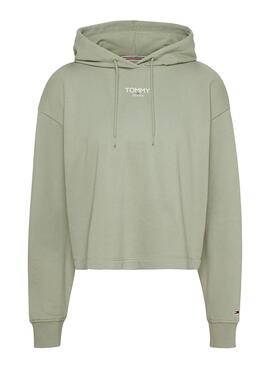 Sweat Tommy Jeans Relaxed Logo Verde Mulher