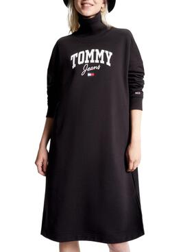 Vestido Tommy Jeans Varsity Cuello Perkins Preto