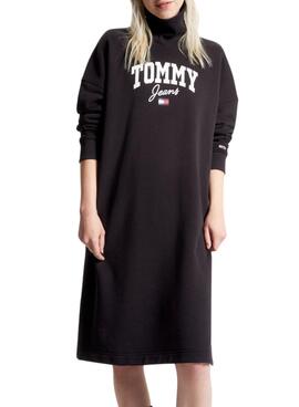 Vestido Tommy Jeans Varsity Cuello Perkins Preto