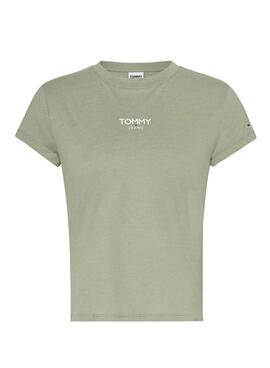 T-Shirt Tommy Jeans Essential Logo Verde Mulher