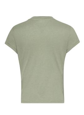 T-Shirt Tommy Jeans Essential Logo Verde Mulher