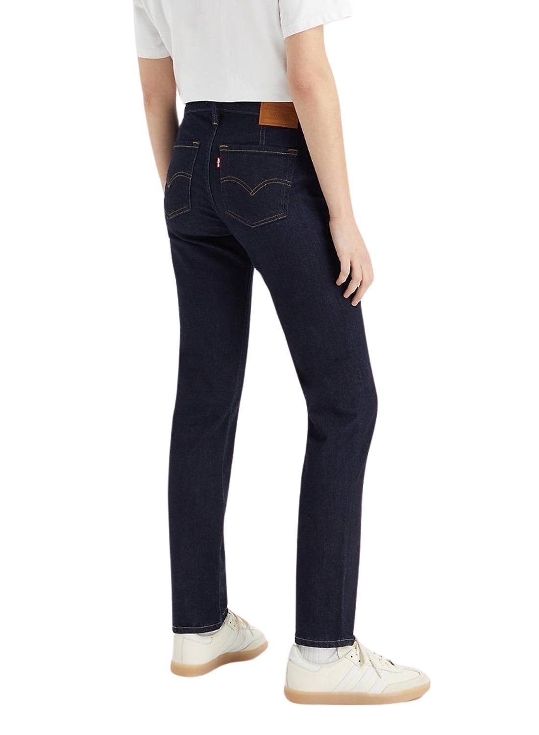 Calças Jeans Levis 712 High Slim Azul Marinho Mulher