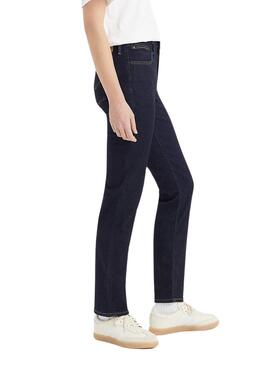 Calças Jeans Levis 712 High Slim Azul Marinho Mulher