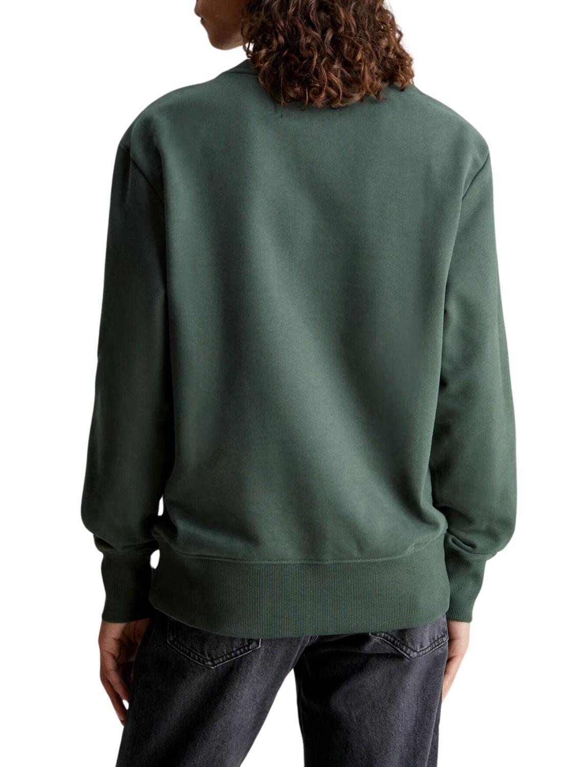 Sweat Calvin Klein Jeans Tecido Tab Crew Verde