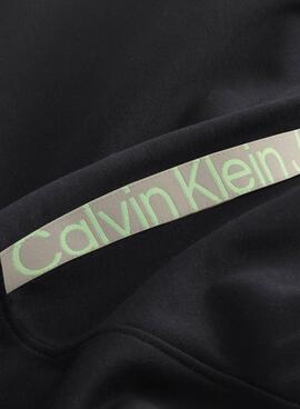 Sweat Calvin Klein Jeans Logo Tape Zip Preto
