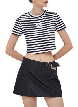 T-Shirt Calvin Klein Jeans Striped Preto Mulher