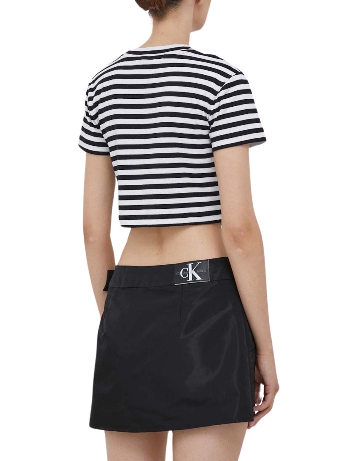 T-Shirt Calvin Klein Jeans Striped Preto Mulher