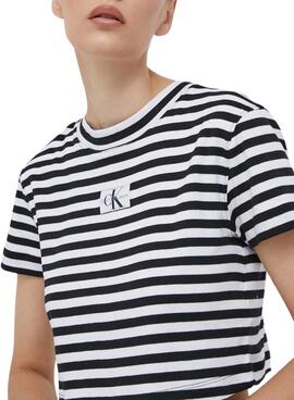 T-Shirt Calvin Klein Jeans Striped Preto Mulher