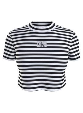 T-Shirt Calvin Klein Jeans Striped Preto Mulher