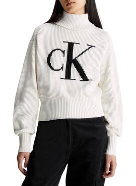 Camisola Calvin Klein Jeans Blown CK Beige Mulher