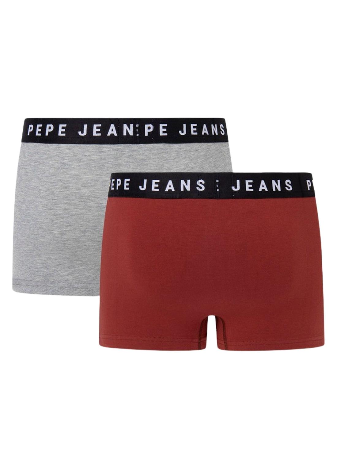 Pack 2 Boxeadores Pepe Jeans Solid Bordeaux Cinza Homem