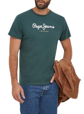 T-Shirt Pepe Jeans Eggo Verde Oscuro para Homem