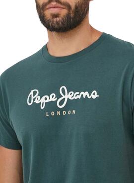 T-Shirt Pepe Jeans Eggo Verde Oscuro para Homem