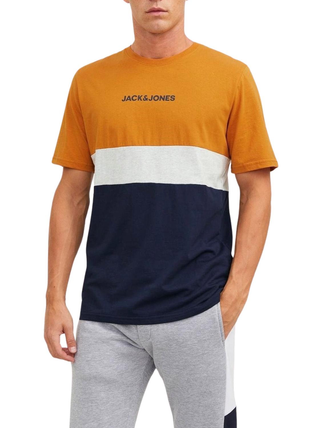 T-Shirt Jack & Jones Eired Block Laranja Homem