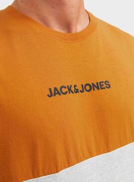 T-Shirt Jack & Jones Eired Block Laranja Homem