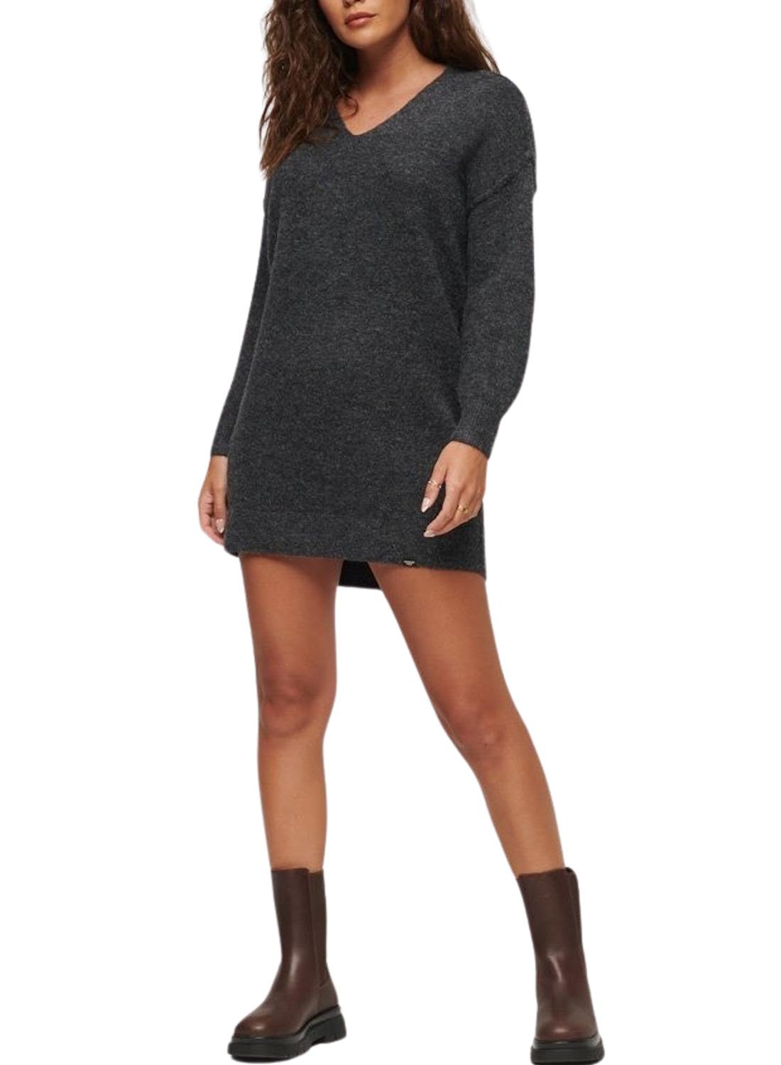 Vestido Superdry V Neck Knit Cinza para Mulher