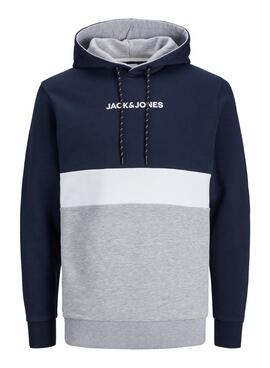 Sweat Jack & Jones Reid Block Azul Marinho Homem