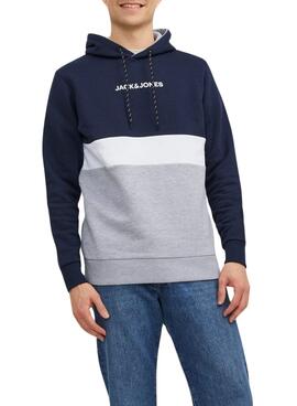 Sweat Jack & Jones Reid Block Azul Marinho Homem