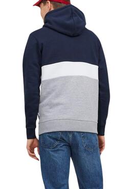 Sweat Jack & Jones Reid Block Azul Marinho Homem