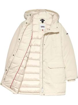 Casaca Tommy Jeans Technical Down Beige Mulher