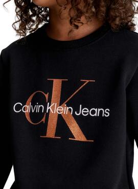 Sweat Calvin Klein Bronze Monogram Preto Menina