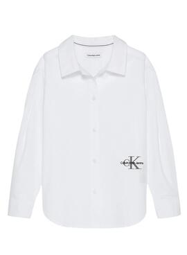 Camisa Calvin Klein Oversized Popeline Branco Menina